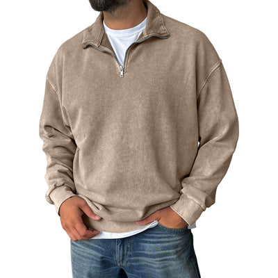 Men’s Vintage Washed Cotton Half-Zip Sweatshirt