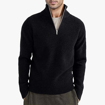 Men’s Zip-up Casual Ribbed Knit Sweater