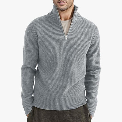 Men’s Zip-up Casual Ribbed Knit Sweater
