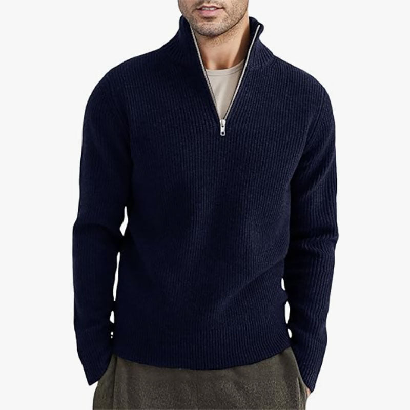 Men’s Zip-up Casual Ribbed Knit Sweater