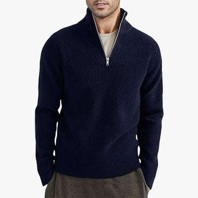 Men’s Zip-up Casual Ribbed Knit Sweater