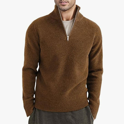 Men’s Zip-up Casual Ribbed Knit Sweater