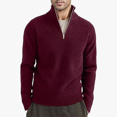 Men’s Zip-up Casual Ribbed Knit Sweater