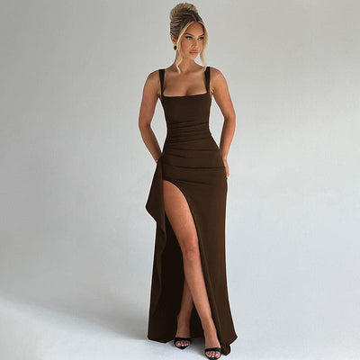 Cell | Elegant Formal Slip Maxi Dress with Open Back