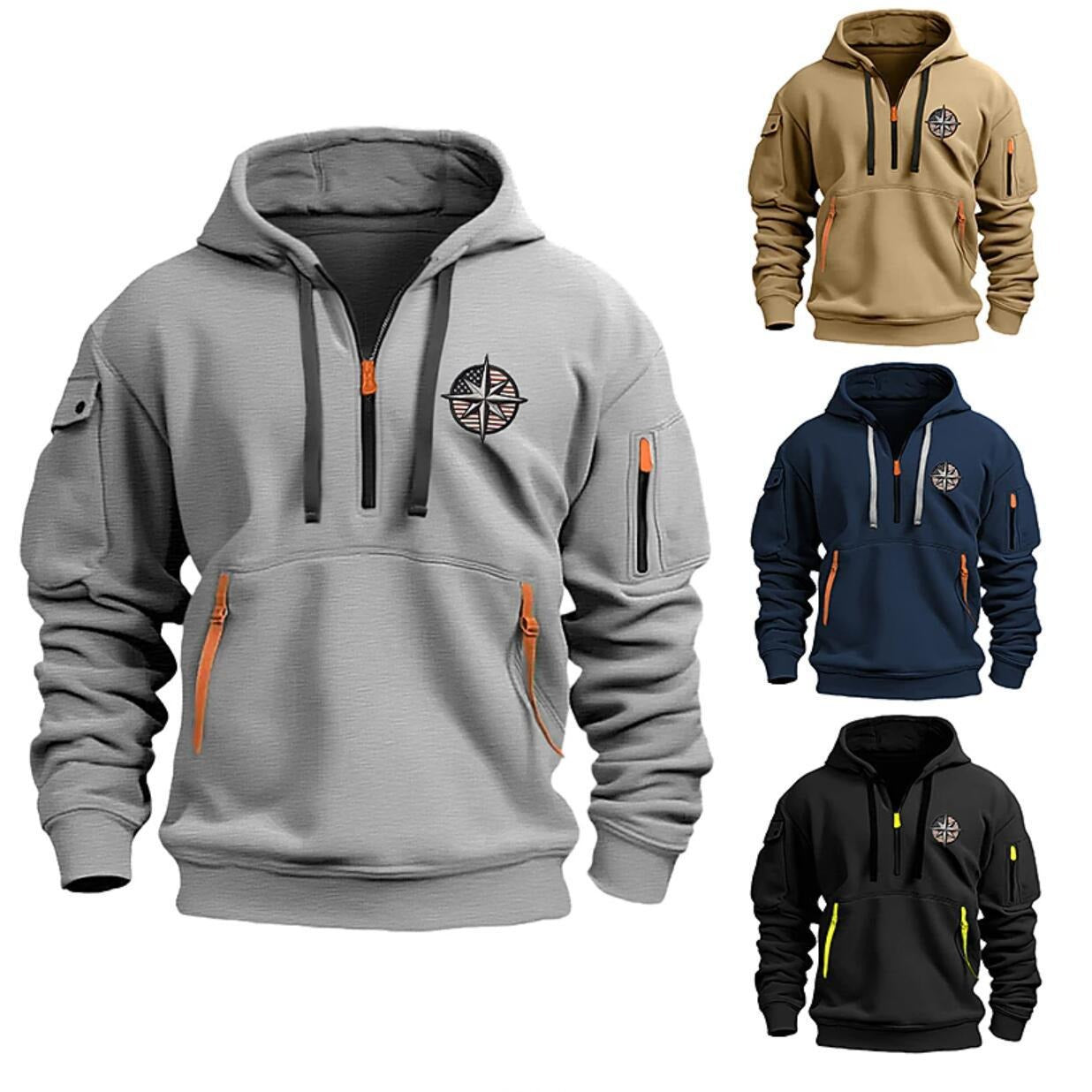 Men's Casual Sports Multi-Zip Hoodie