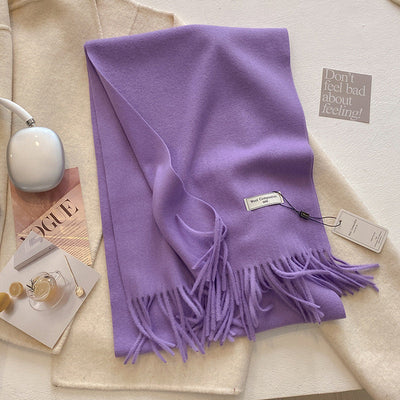 KHIONNE™ - Comfy Soft Plain Tassel Scarf Shawls