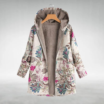 Fleural™ | Elegant Floral Hooded Coat