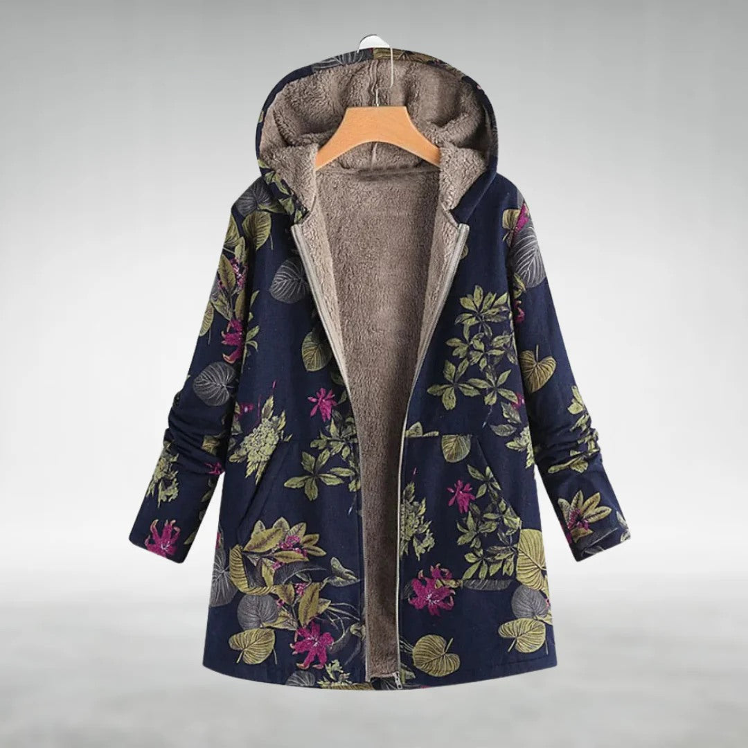 Fleural™ | Elegant Floral Hooded Coat