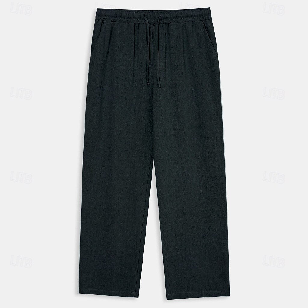 Cotton Linen Plain Casual Pants