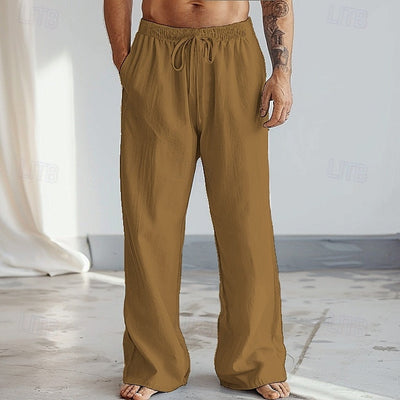 Cotton Linen Plain Casual Pants
