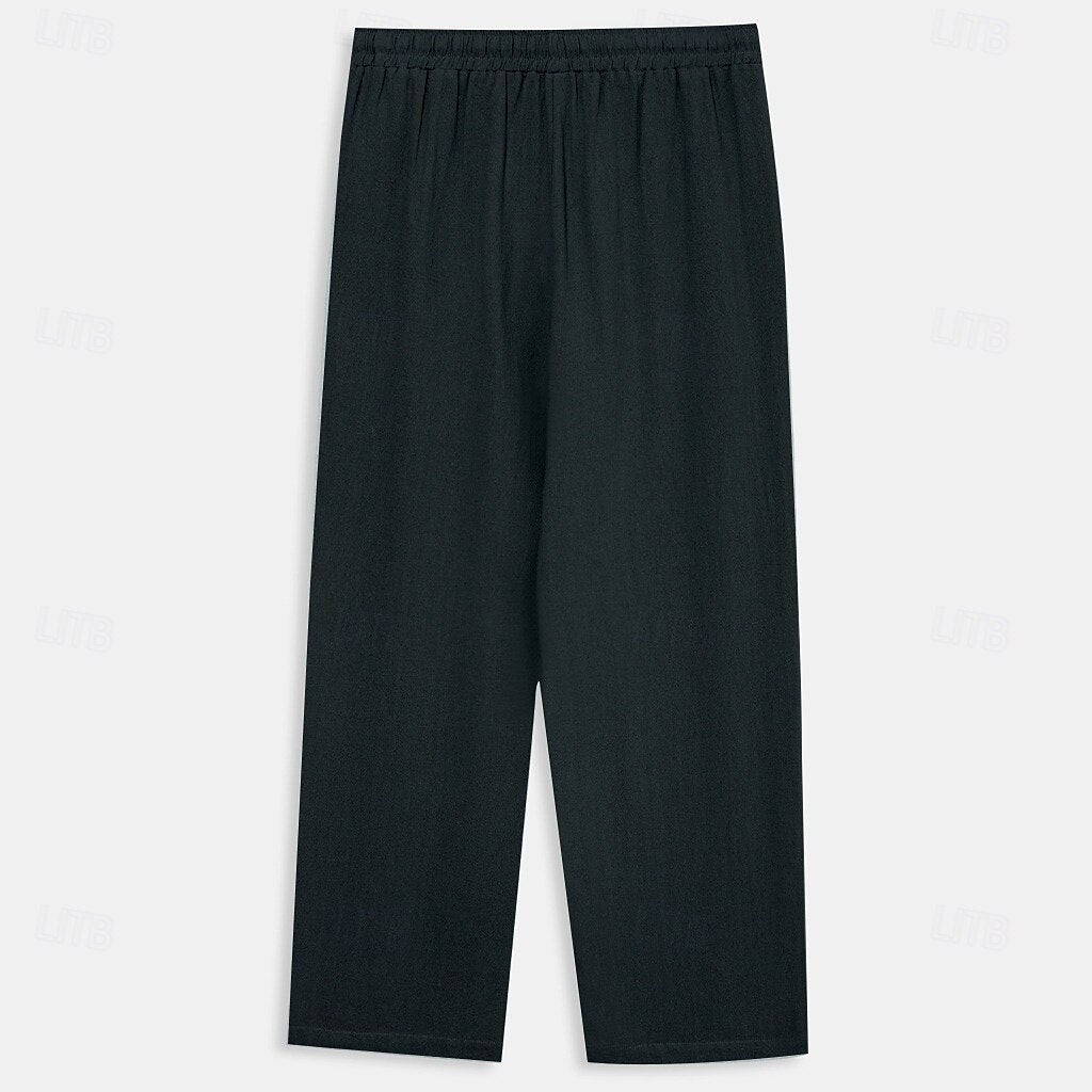 Cotton Linen Plain Casual Pants